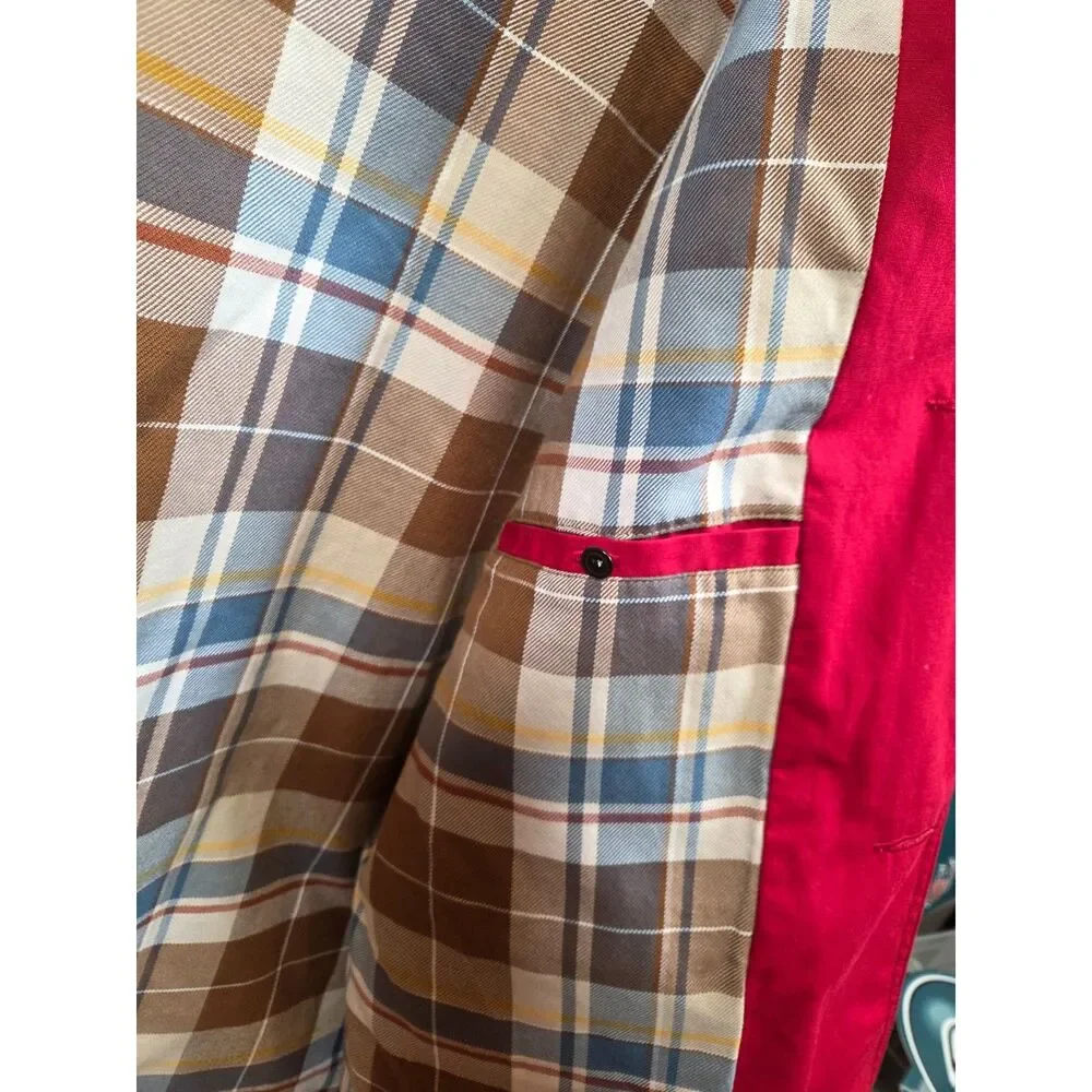 J.Crew Men’s Barn Jacket Red Cotton Canvas Corduroy Collar Plaid Lined M